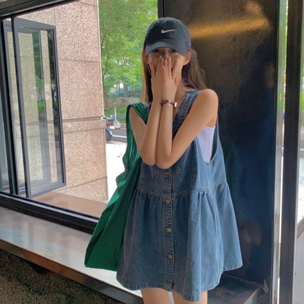 Loose strap dress Korean style dress for women