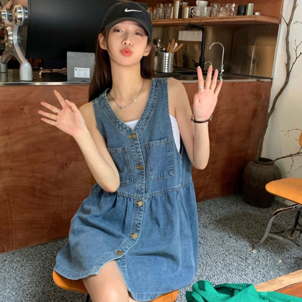 Loose strap dress Korean style dress for women