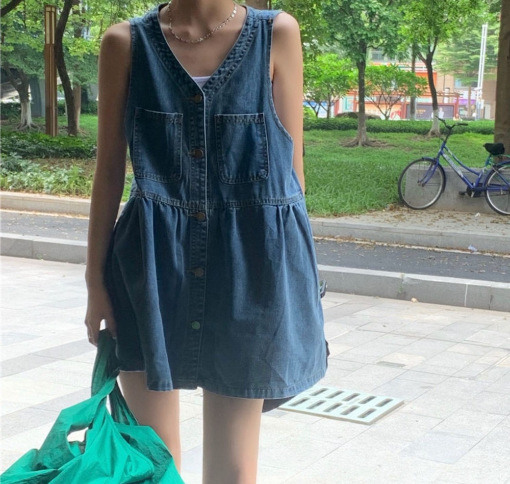 Loose strap dress Korean style dress for women