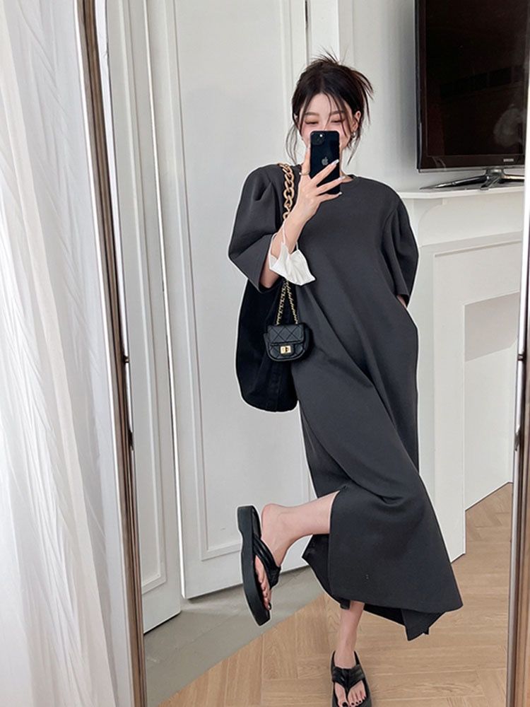 Pure simple long summer loose Casual dress