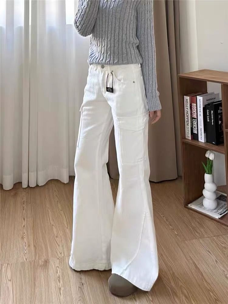 Autumn white work clothing speaker pants for women