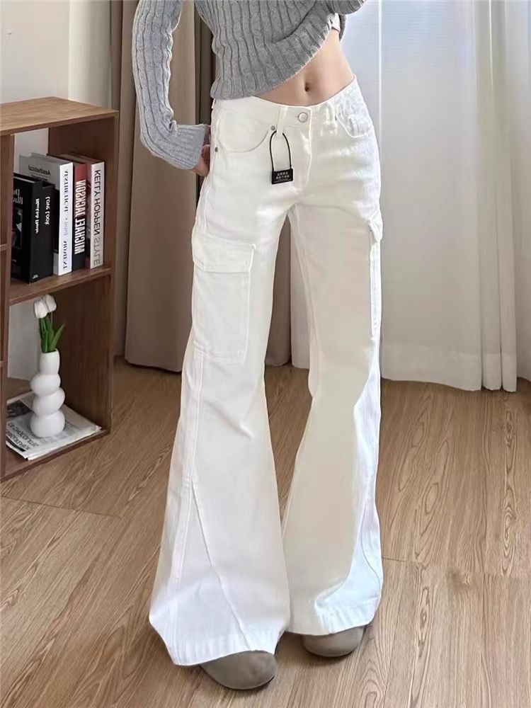 Autumn white work clothing speaker pants for women