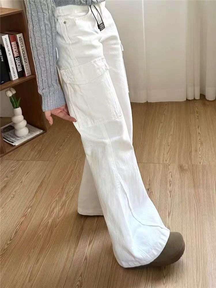 Autumn white work clothing speaker pants for women