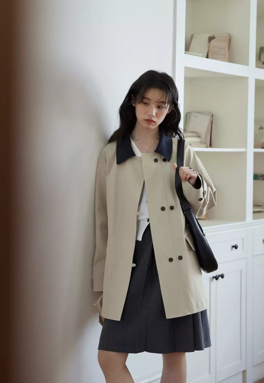Temperament Casual tops double-breasted coat for women
