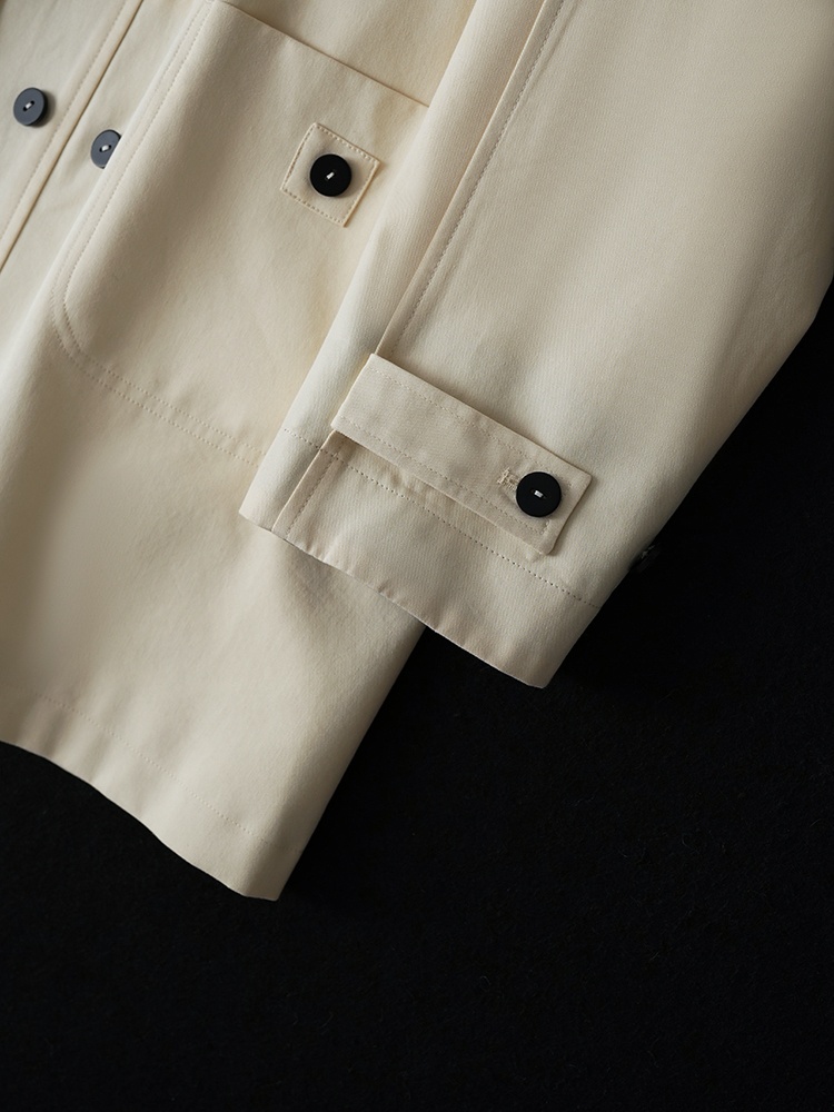 Khaki loose coat mixed colors windbreaker for women