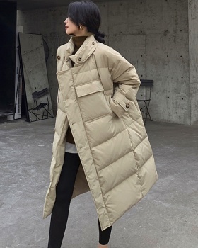 Exceed knee coat single-breasted cotton coat for women