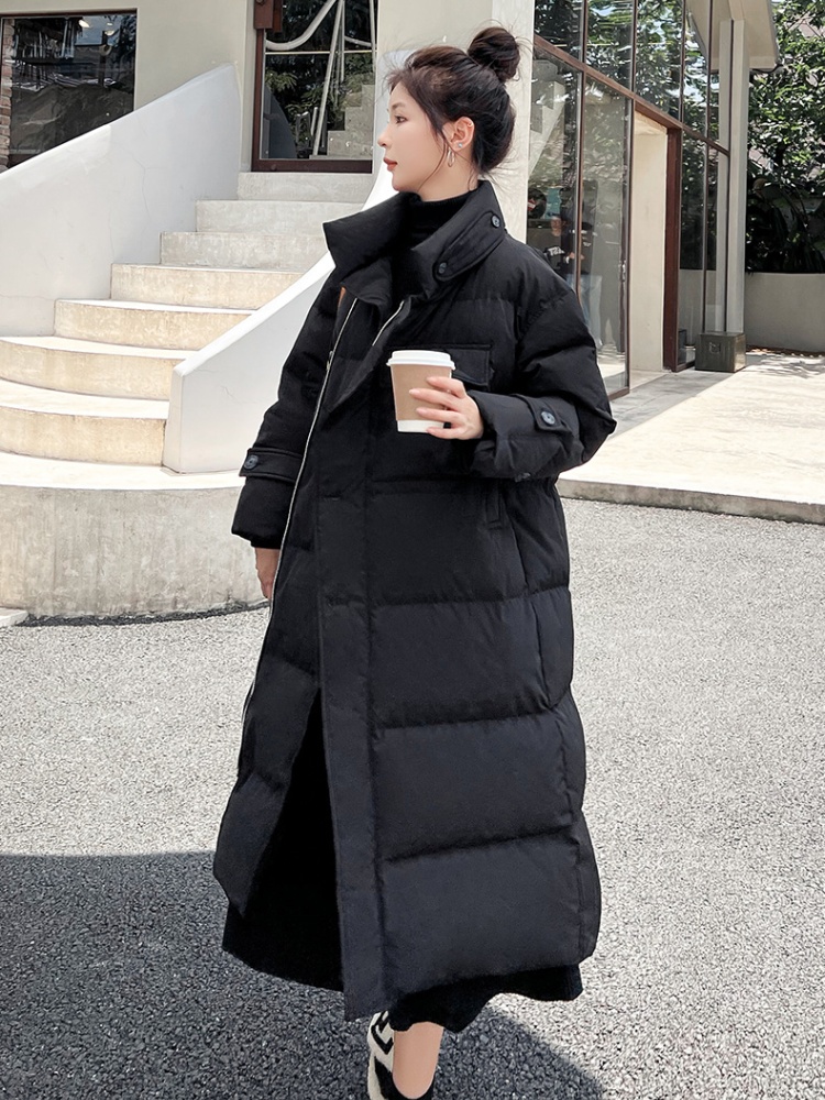 Exceed knee coat single-breasted cotton coat for women