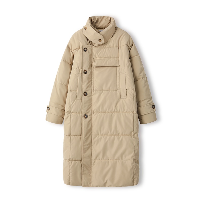 Exceed knee coat single-breasted cotton coat for women