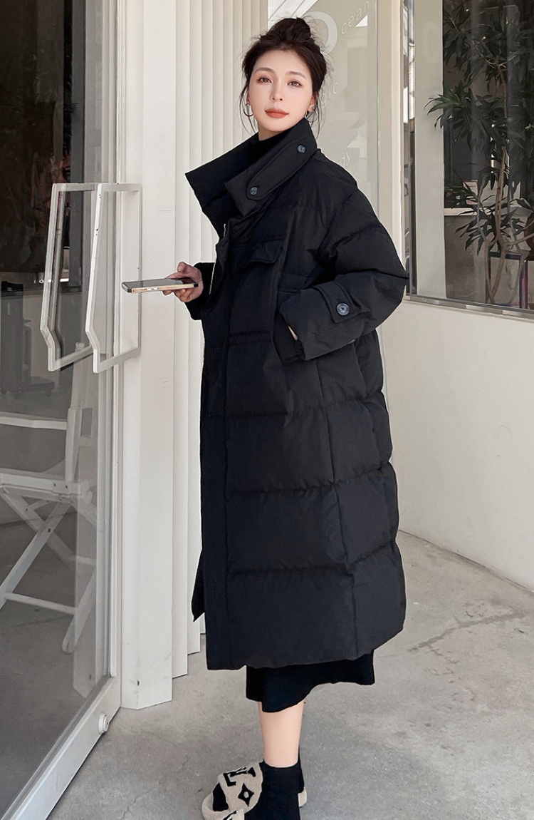 Exceed knee coat single-breasted cotton coat for women