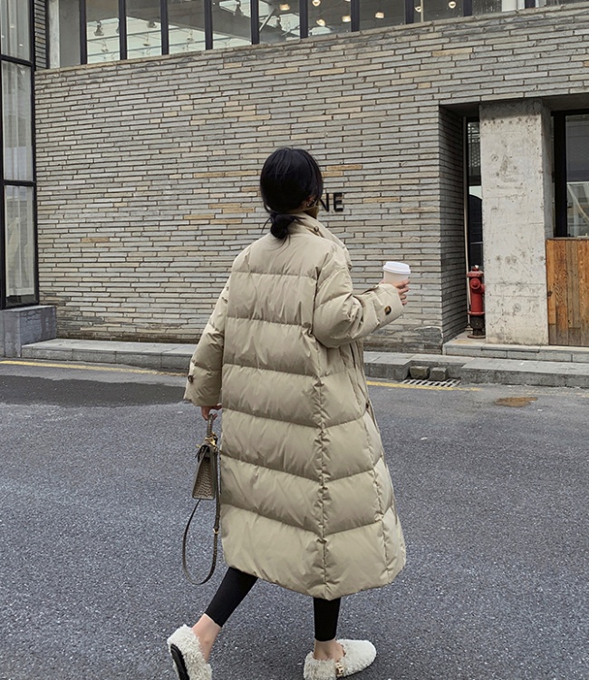 Exceed knee coat single-breasted cotton coat for women