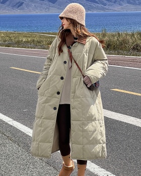Loose khaki coat Korean style long cotton coat for women