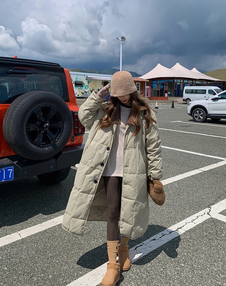 Loose khaki coat Korean style long cotton coat for women