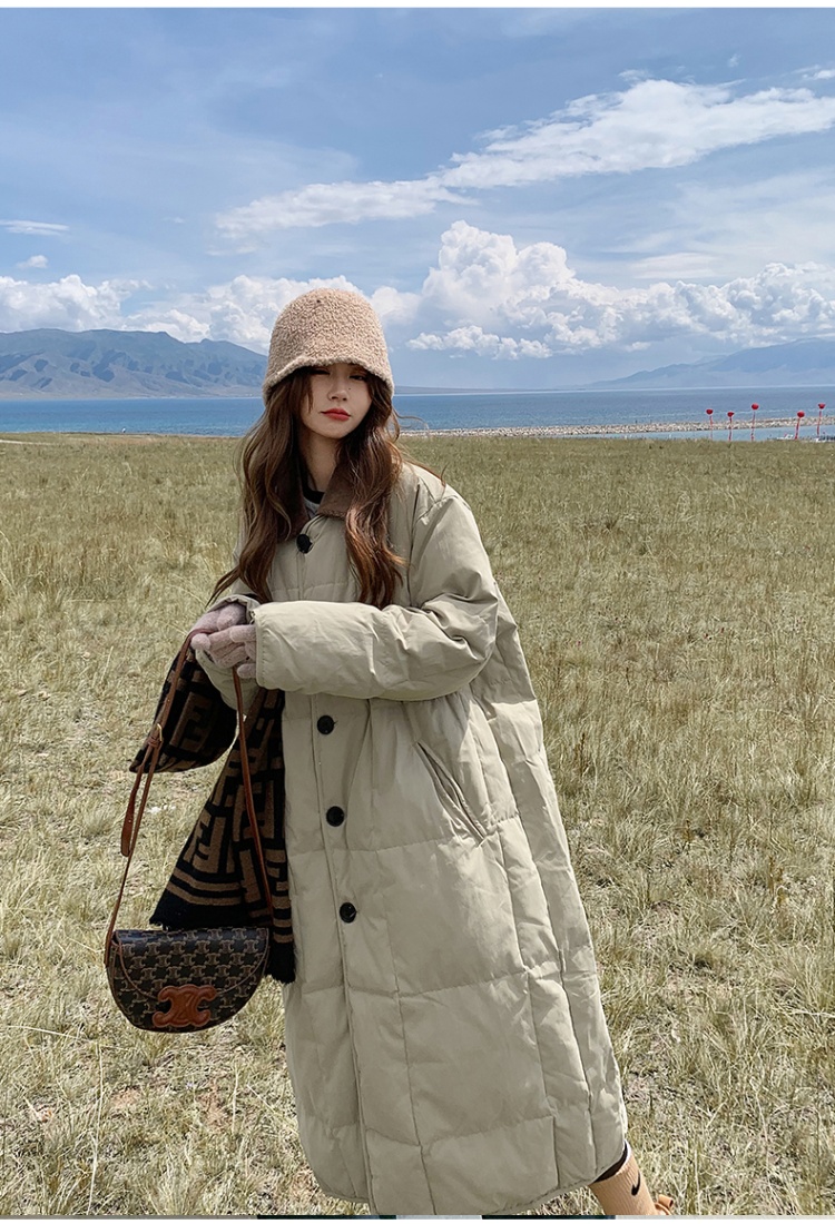 Loose khaki coat Korean style long cotton coat for women