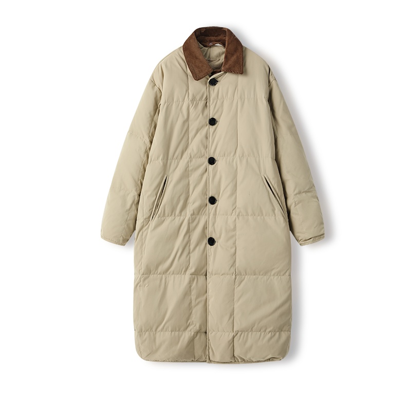 Loose khaki coat Korean style long cotton coat for women