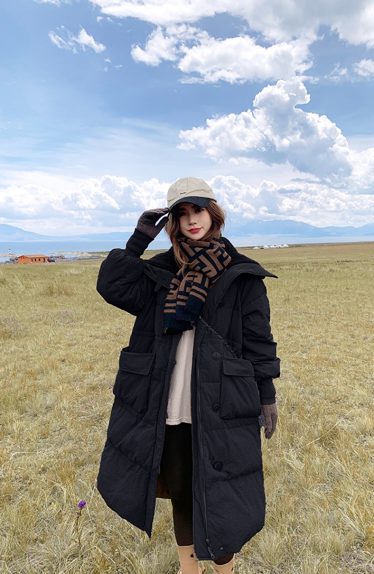 Thick long cotton coat frenum coat for women