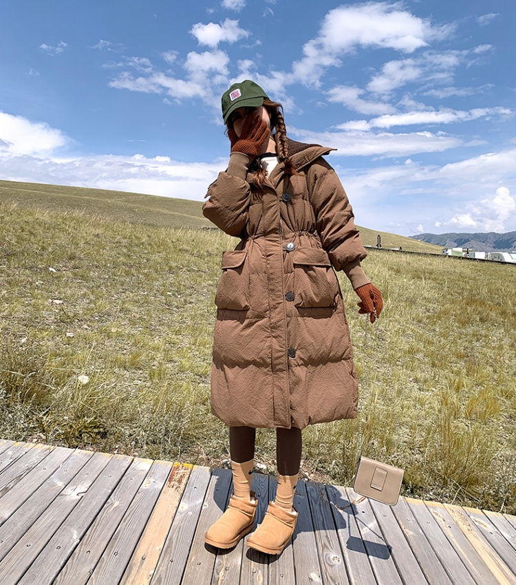 Thick long cotton coat frenum coat for women