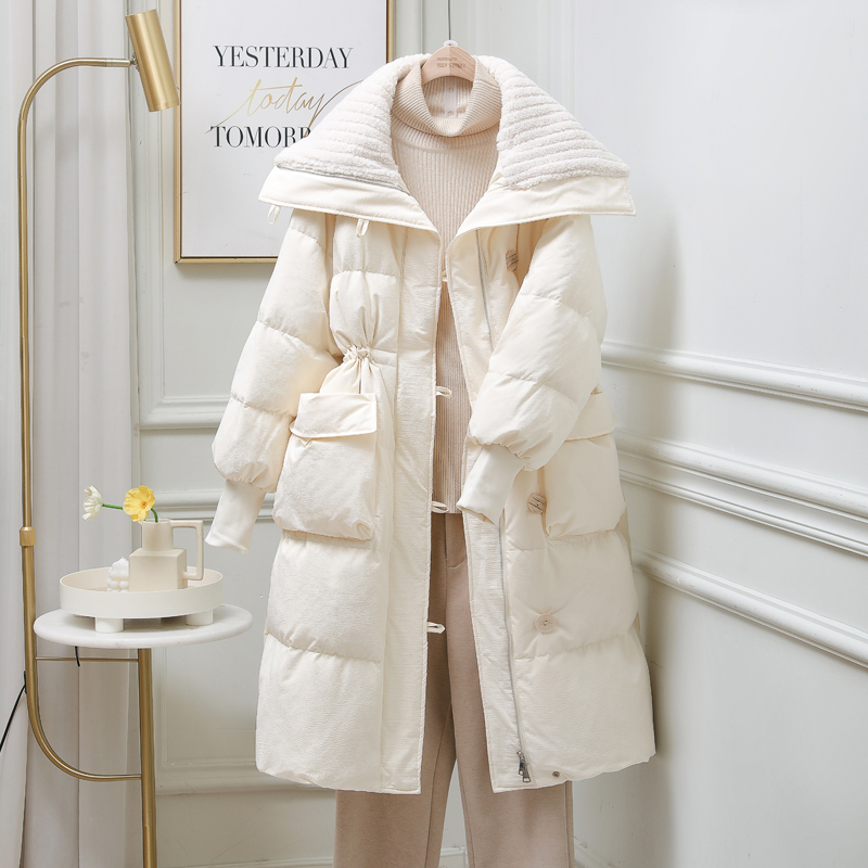 Thick long cotton coat frenum coat for women