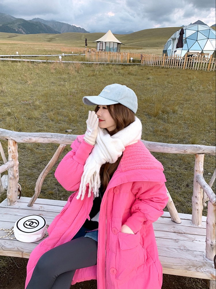 Thick long cotton coat frenum coat for women