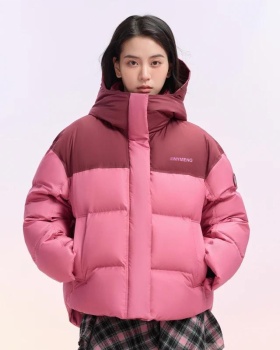 Short loose cotton coat splice down bread clothing for women