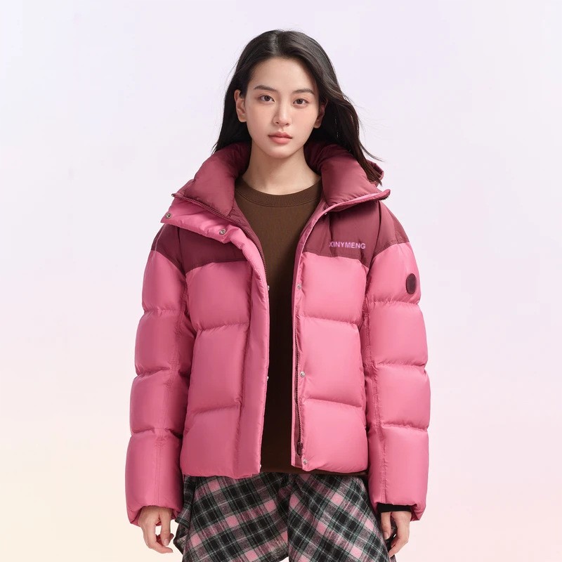 Short loose cotton coat splice down bread clothing for women