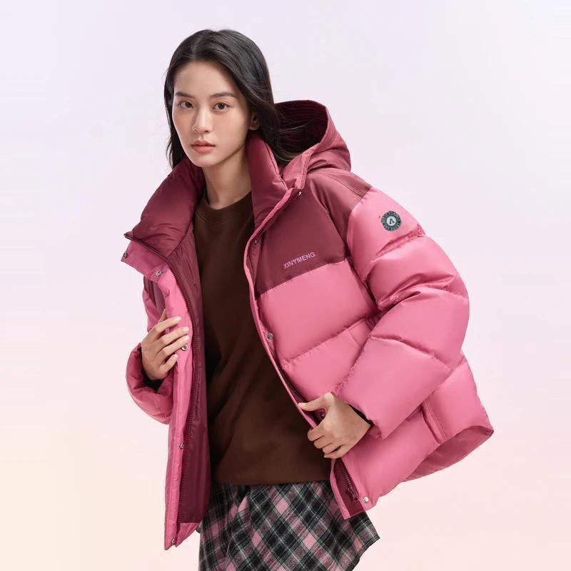 Short loose cotton coat splice down bread clothing for women