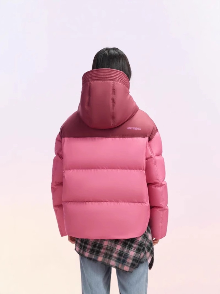 Short loose cotton coat splice down bread clothing for women