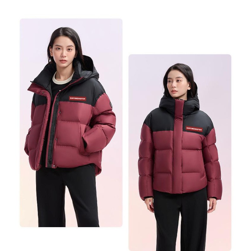 Short loose cotton coat splice down bread clothing for women