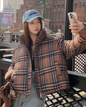 Short loose coat plaid winter bread clothing for women