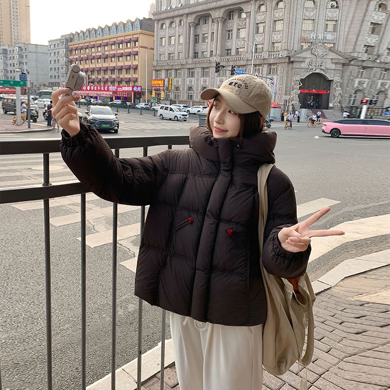 Thermal hooded coat fashion zip cotton coat for women