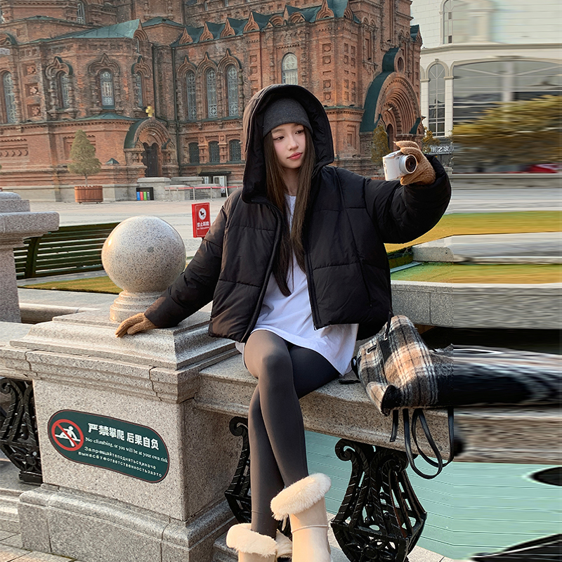 Hooded outdoor sports short windproof winter cotton coat