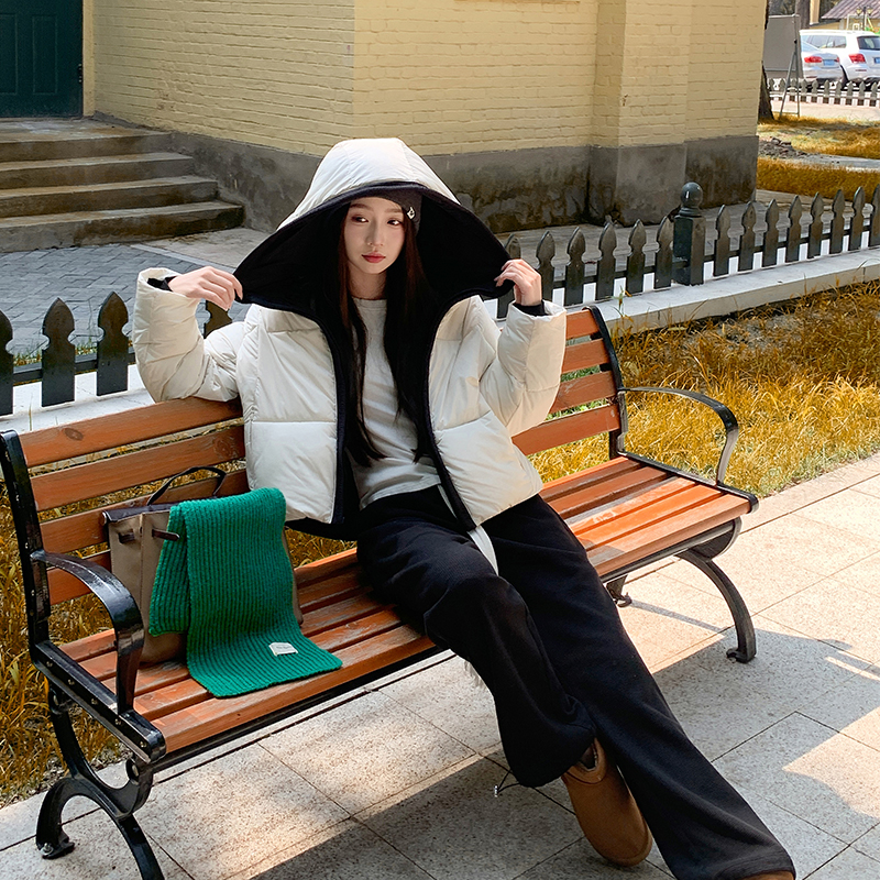 Hooded outdoor sports short windproof winter cotton coat
