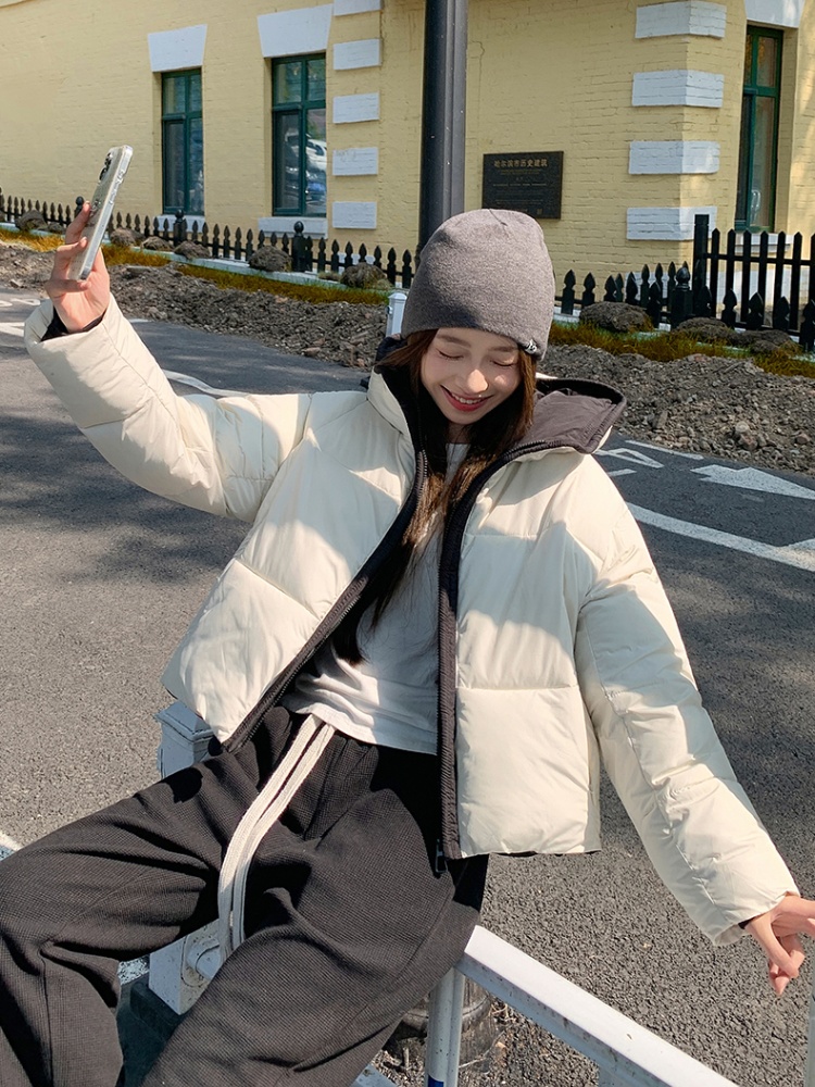 Hooded outdoor sports short windproof winter cotton coat