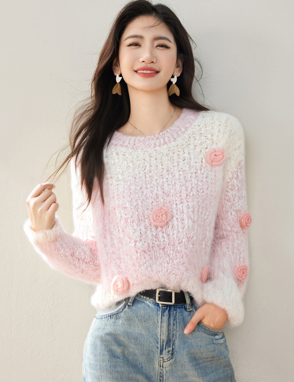 Autumn and winter stereoscopic sweater for women