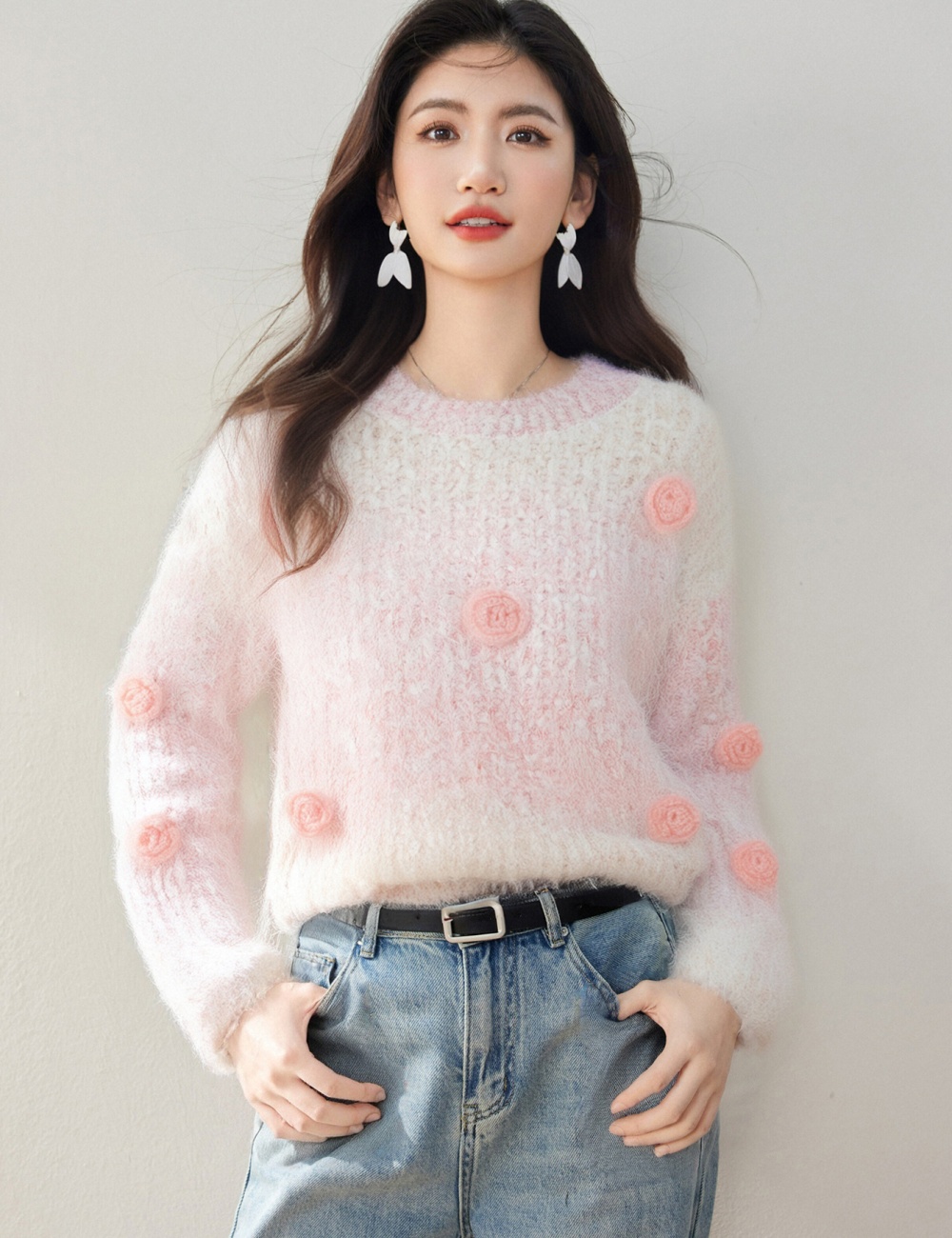 Autumn and winter stereoscopic sweater for women