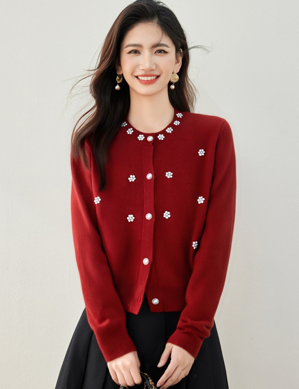 Round neck sweater autumn and winter tops for women