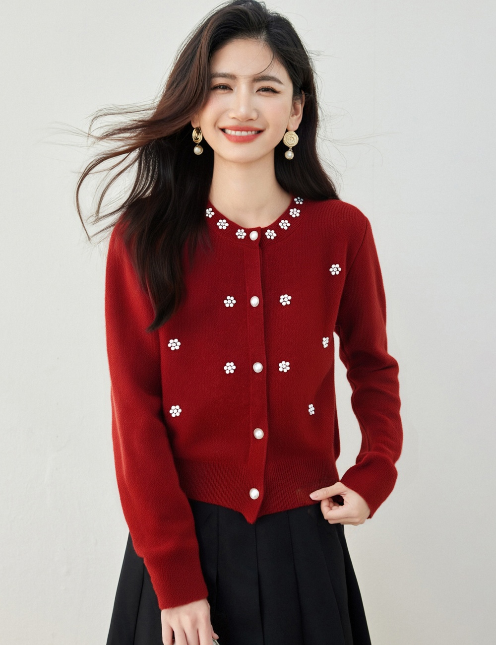 Round neck sweater autumn and winter tops for women