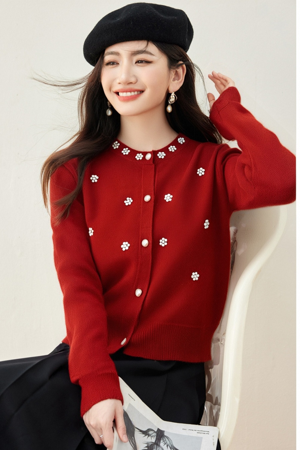 Round neck sweater autumn and winter tops for women