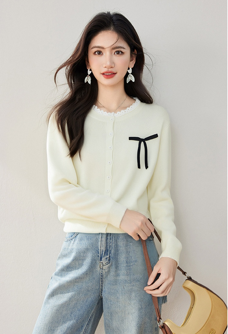 Bow cardigan Western style sweater for women