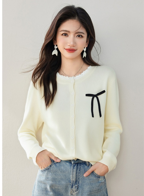 Bow cardigan Western style sweater for women