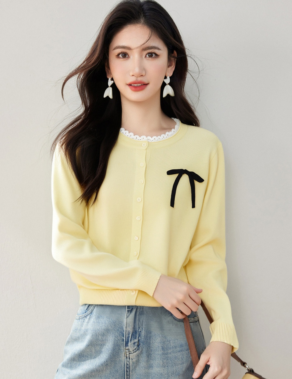 Bow cardigan Western style sweater for women