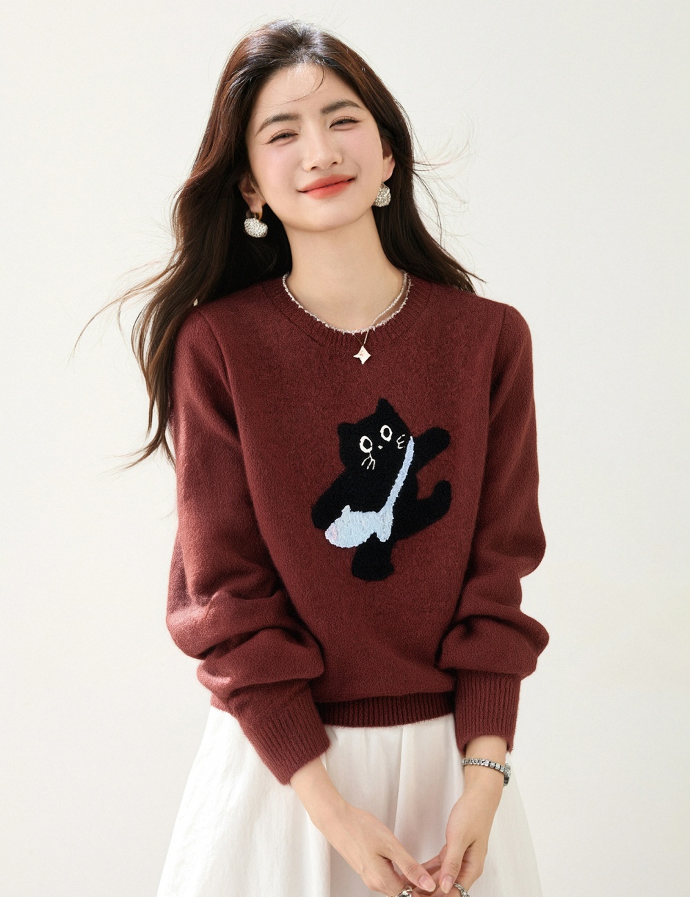 Casual all-match lovely Korean style sweater for women
