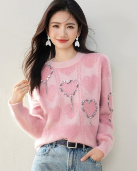 Bottoming heart tops sweet inside the ride sweater for women