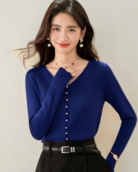 Single-breasted navy-blue tops all-match cardigan for women