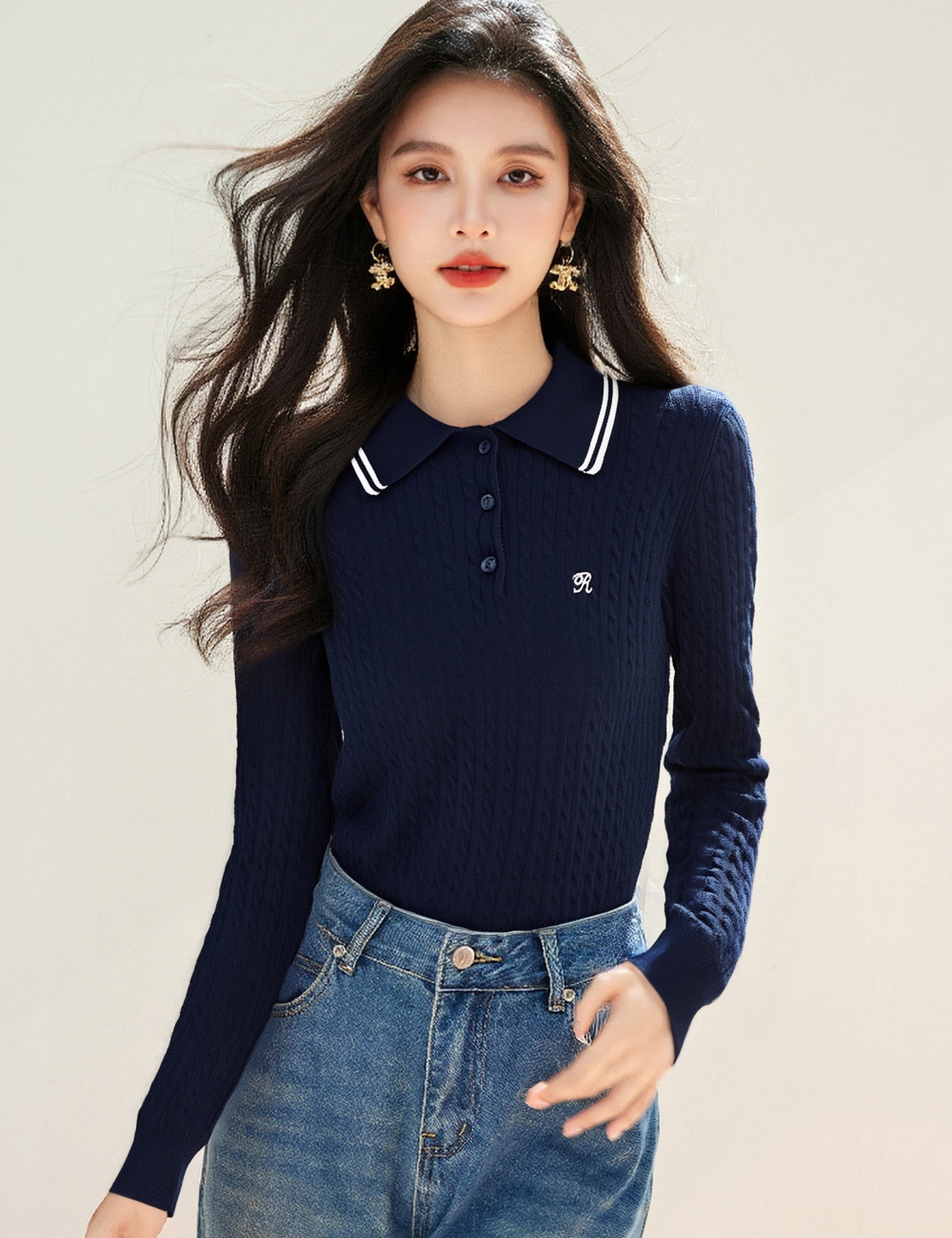 Twist Korean style sweater show young tops