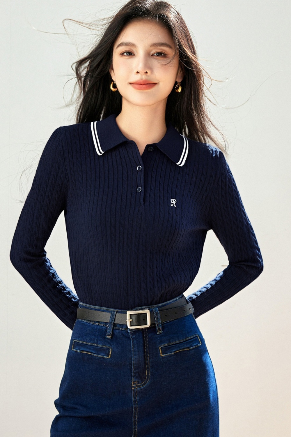 Twist Korean style sweater show young tops