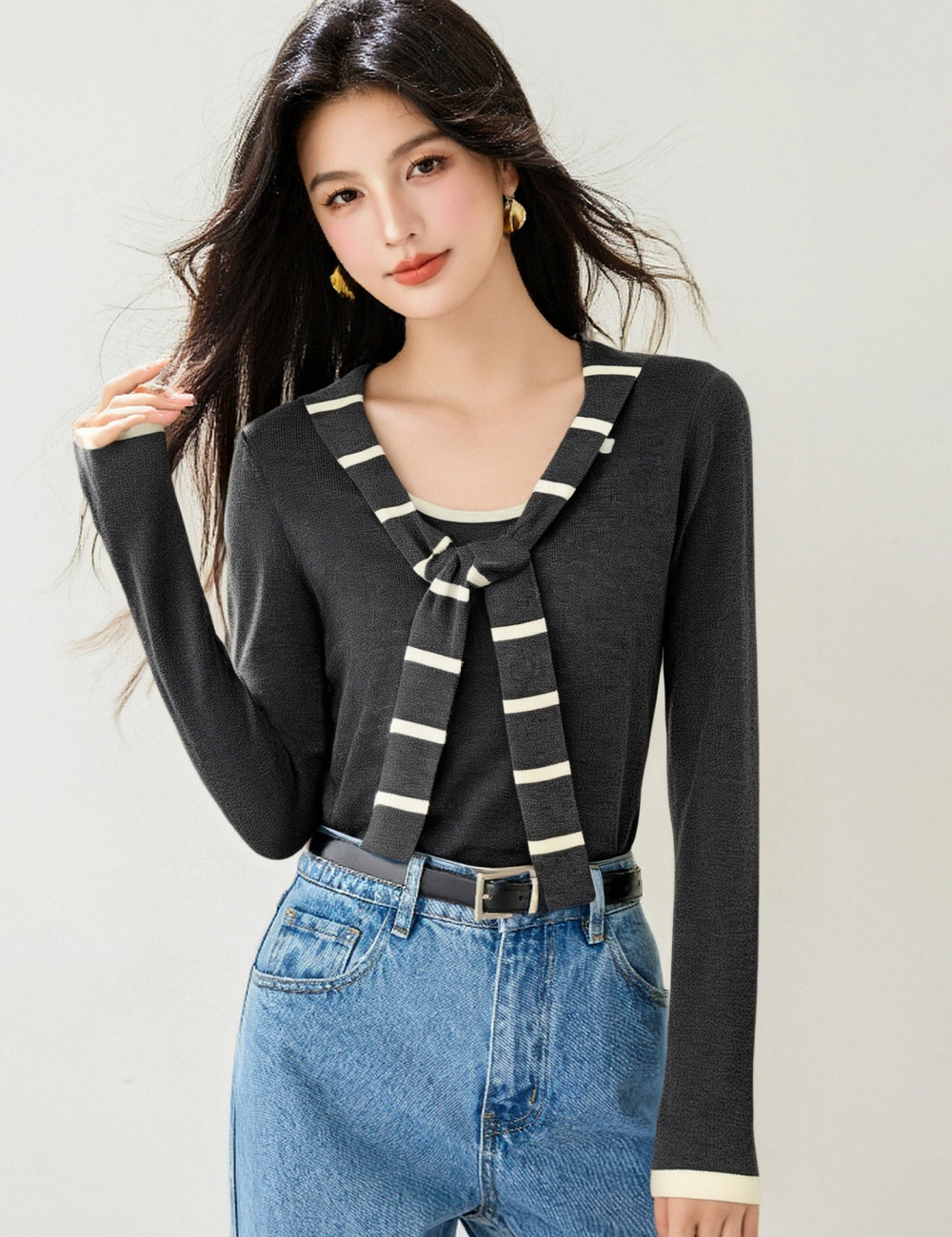 Splice mixed colors sweater autumn enticement shawl