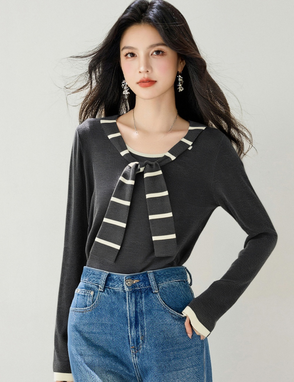 Splice mixed colors sweater autumn enticement shawl