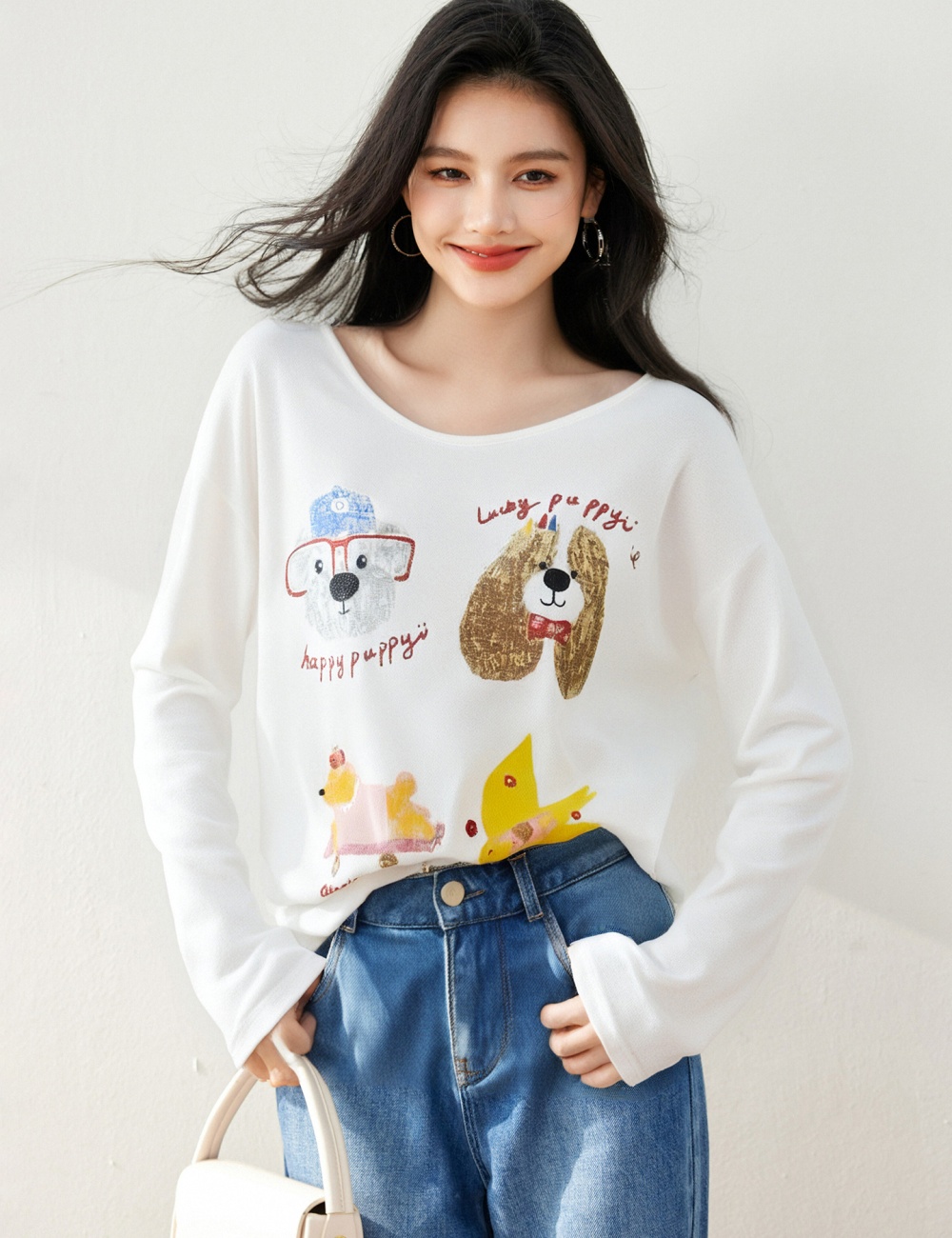 Sunscreen loose long sleeve printing niche smock