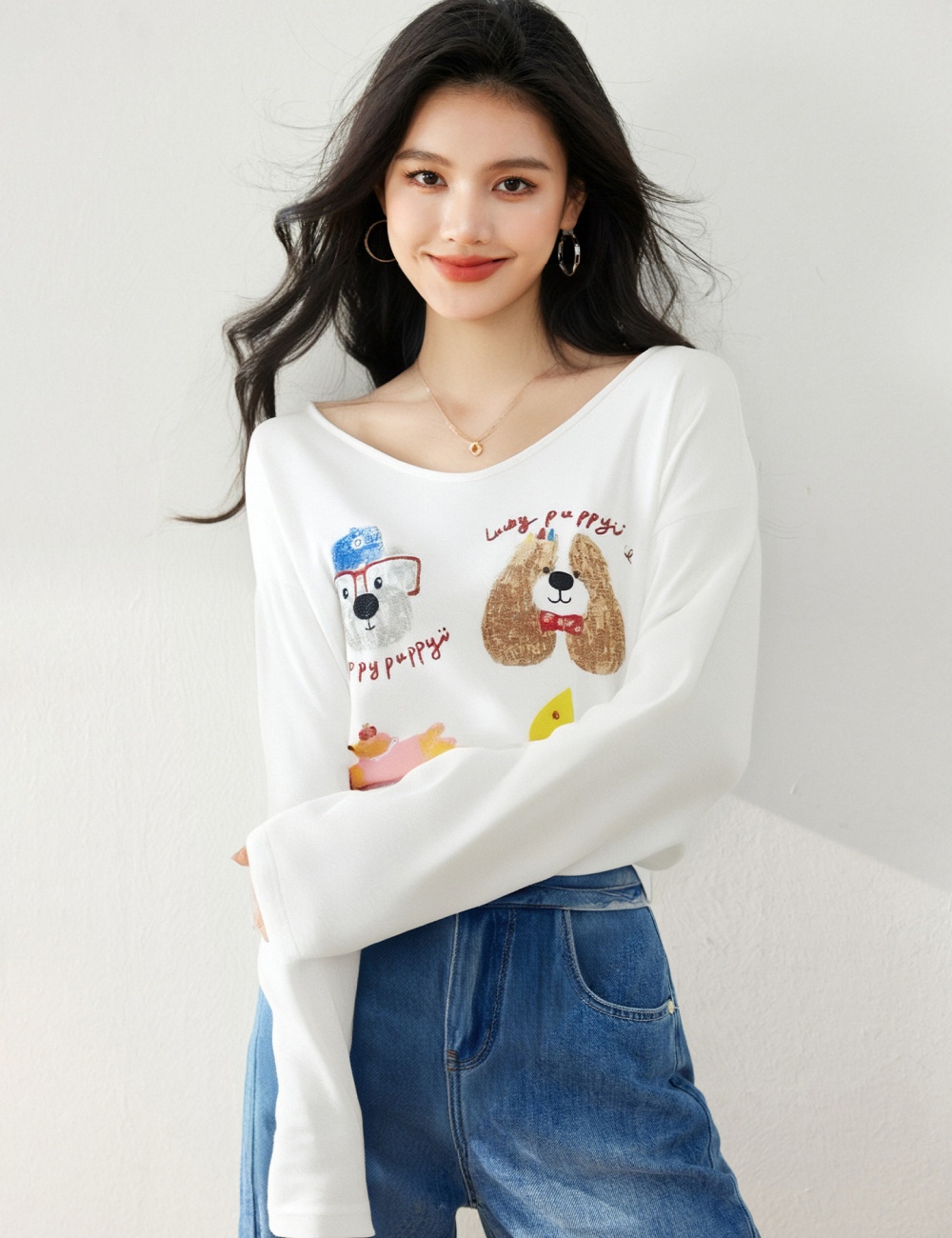 Sunscreen loose long sleeve printing niche smock