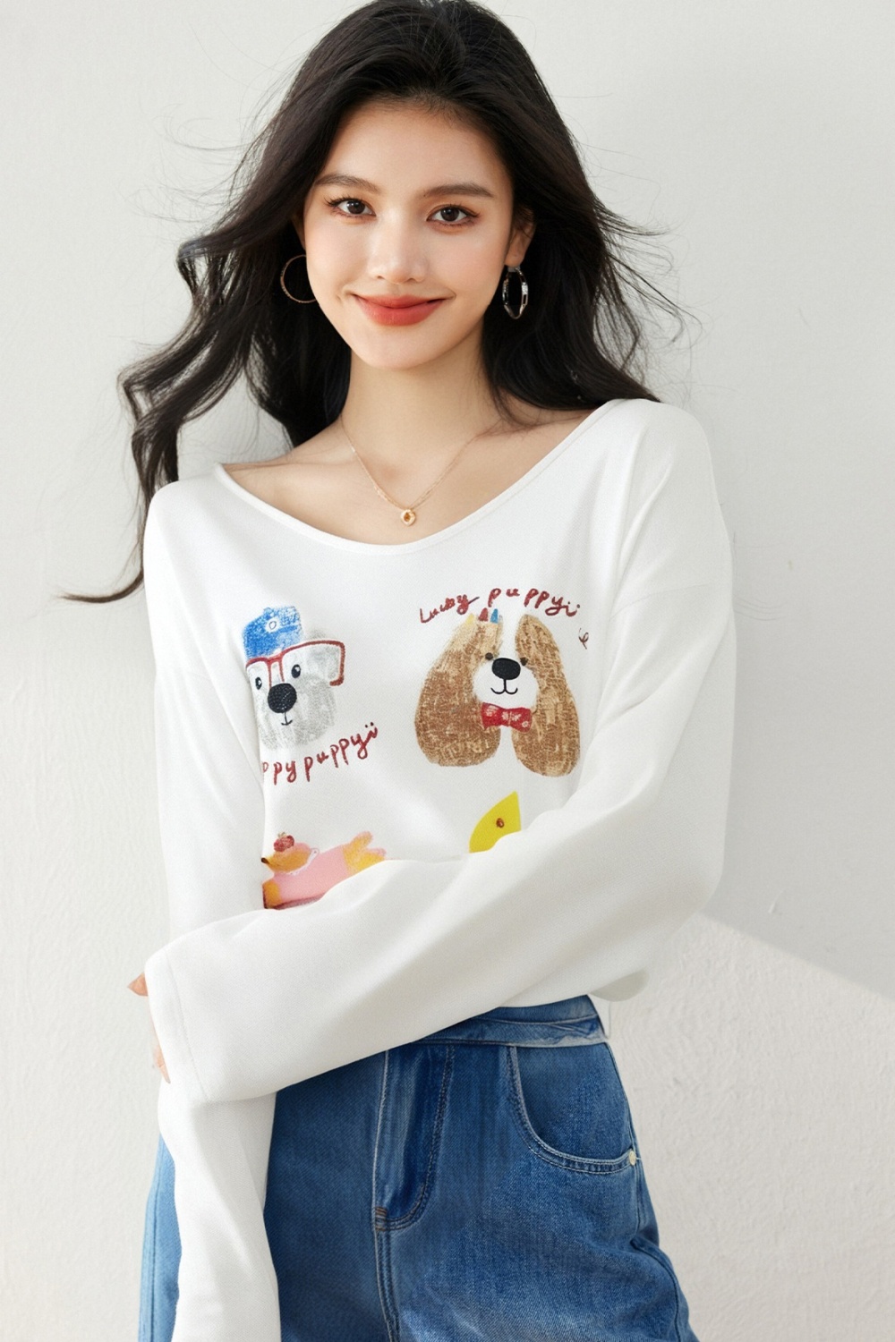 Sunscreen loose long sleeve printing niche smock